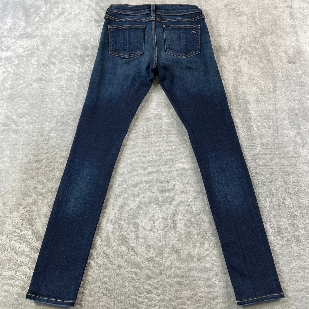 Rag Bone Jeans Skinny Womens 26 Blue Dark Wash Low Rise Whiskers Grunge Stretch - Picture 10 of 13